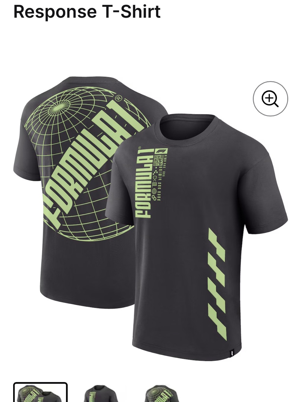 Formula 1 Men's Short-Sleeve Graphic Tee in Black with Neon Green Print